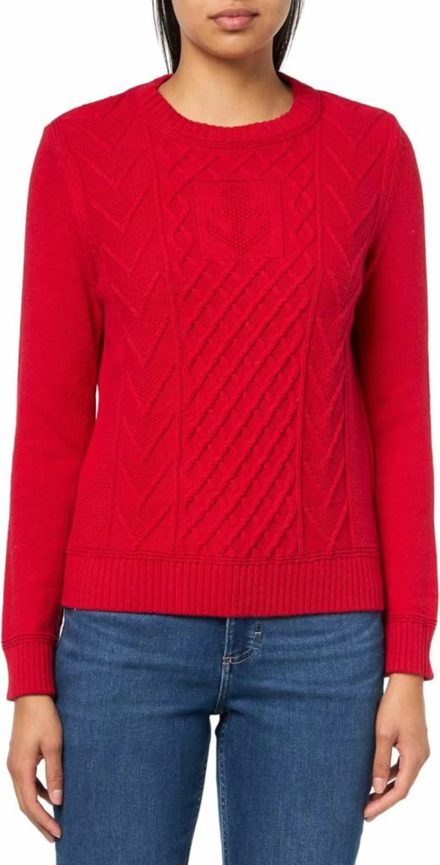 Nautica Women's Long Sleeve Anchor Print Crewneck Sweater - Classic Navy Knit Top