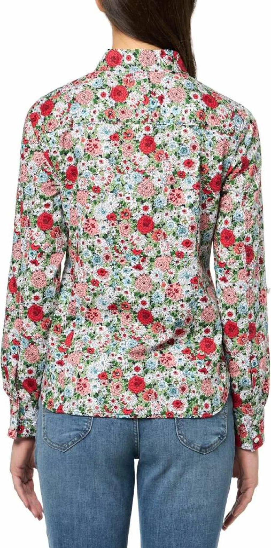 Nautica Women's Casual Long Sleeve Button-Down Shirt with Roll Tab Cuff Detail