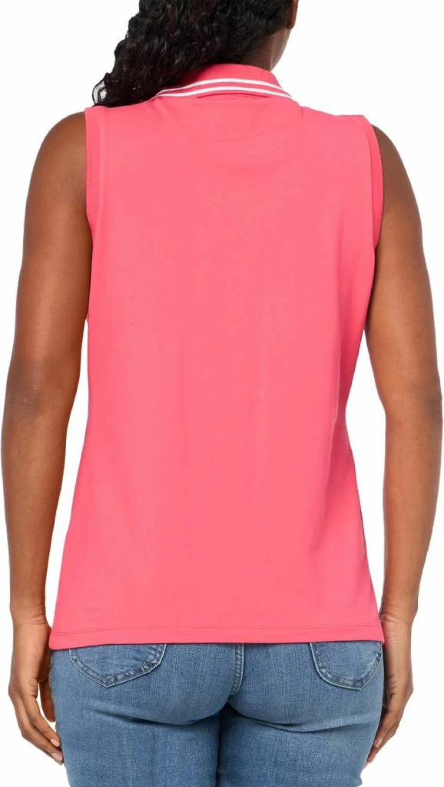 Nautica Women's Classic Solid Sleeveless Johnny Collar Polo Shirt - Casual Summer Top