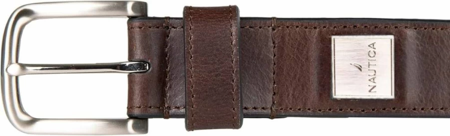 Nautica Men's Classic Casual Leather Belt with Metal Buckle for Jeans, Pants, Khakis & Chinos | Everyday Wear