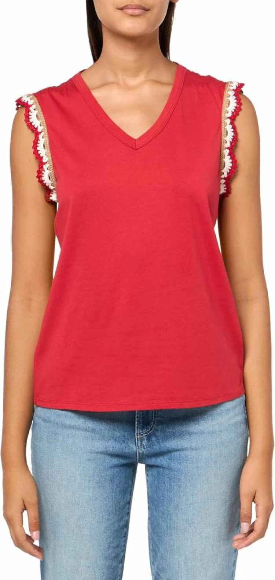 Nautica Women's Slim Fit Cotton V-Neck Sleeveless Summer Top - Breathable Casual Tank Blouse