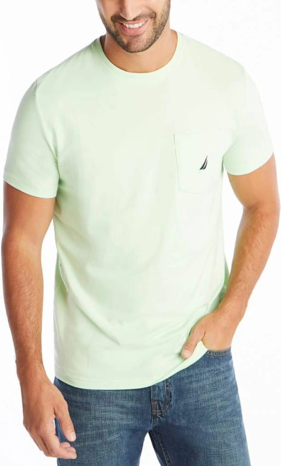 Nautica Men's Classic Solid Color Crew Neck Short-Sleeve T-Shirt with Chest Pocket