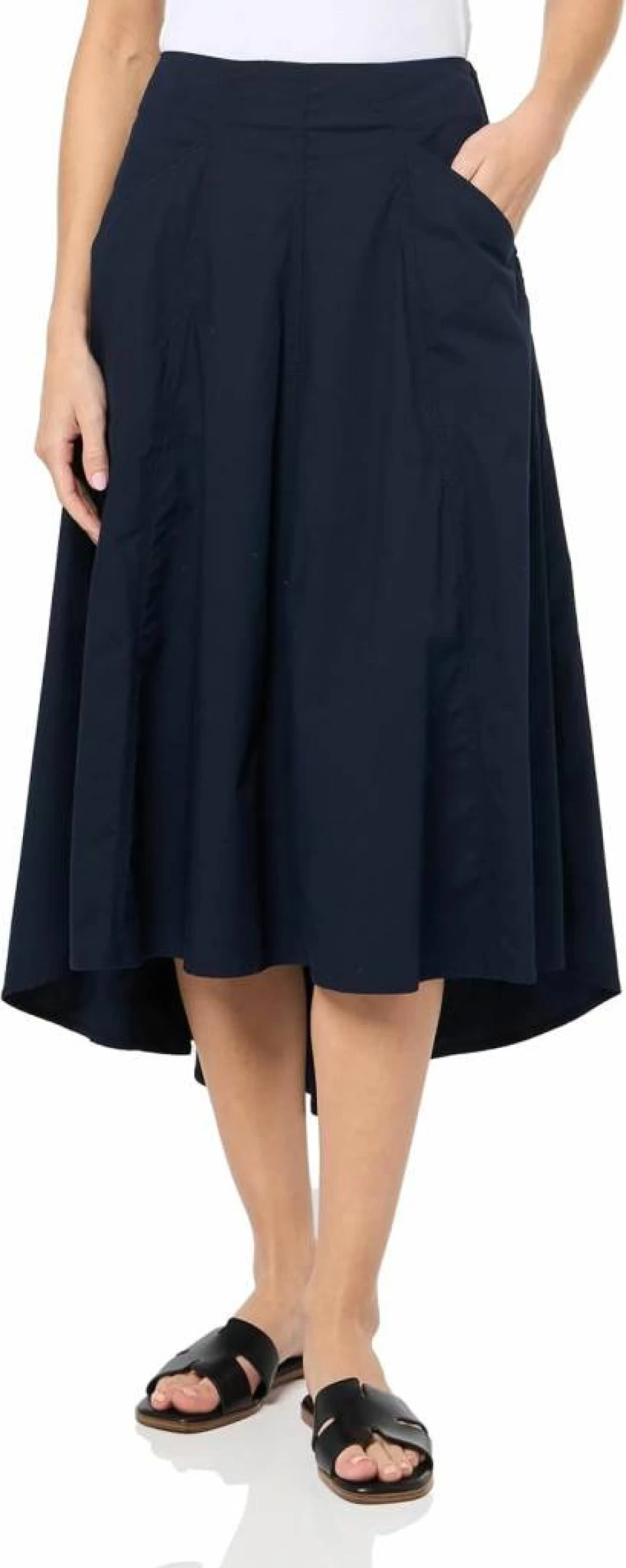Nautica Women's Ripstop Midi Skirt - Solid Color Lightweight Casual Style