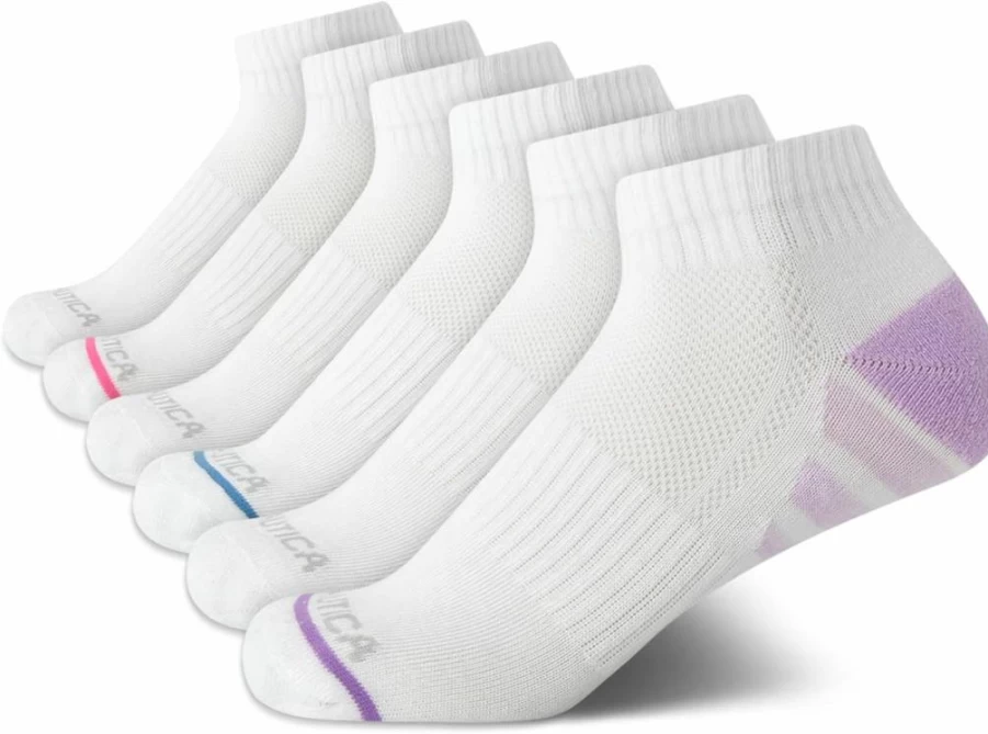 Nautica Women's 6-Pack Moisture-Wicking Athletic Socks with Cushioned Comfort for All-Day Wear