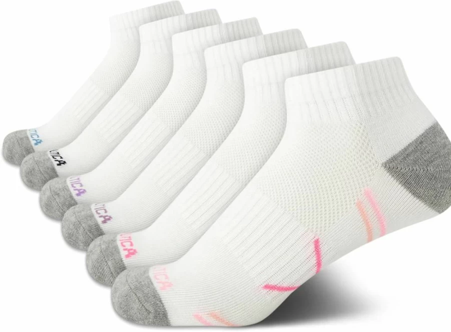 Nautica Women's Athletic Cushion Quarter Socks 6-Pack - Breathable Comfort Running Socks for Women