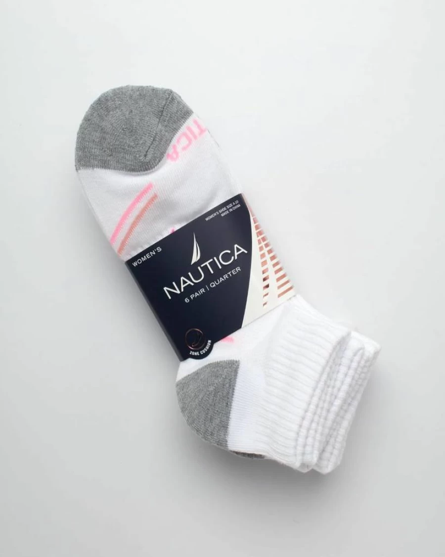 Nautica Women's Athletic Cushion Quarter Socks 6-Pack - Breathable Comfort Running Socks for Women