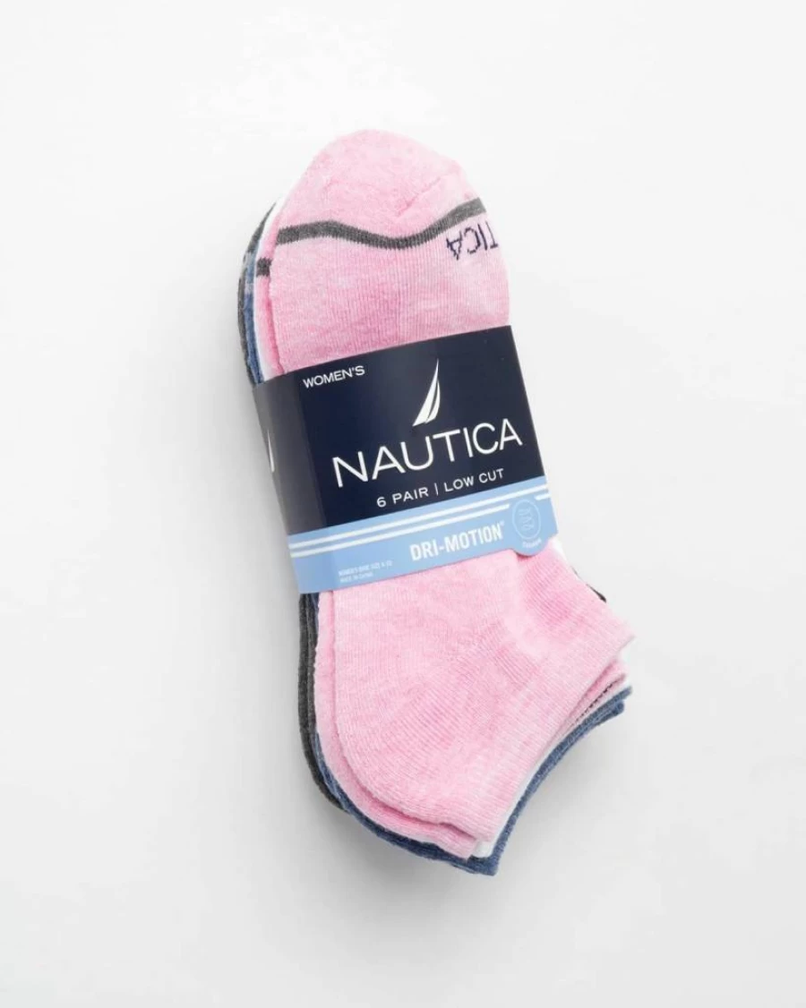 Nautica Women's Moisture-Wicking Low Cut Athletic Socks 6-Pack – Breathable Cushioned Sports Socks for Running & Workouts