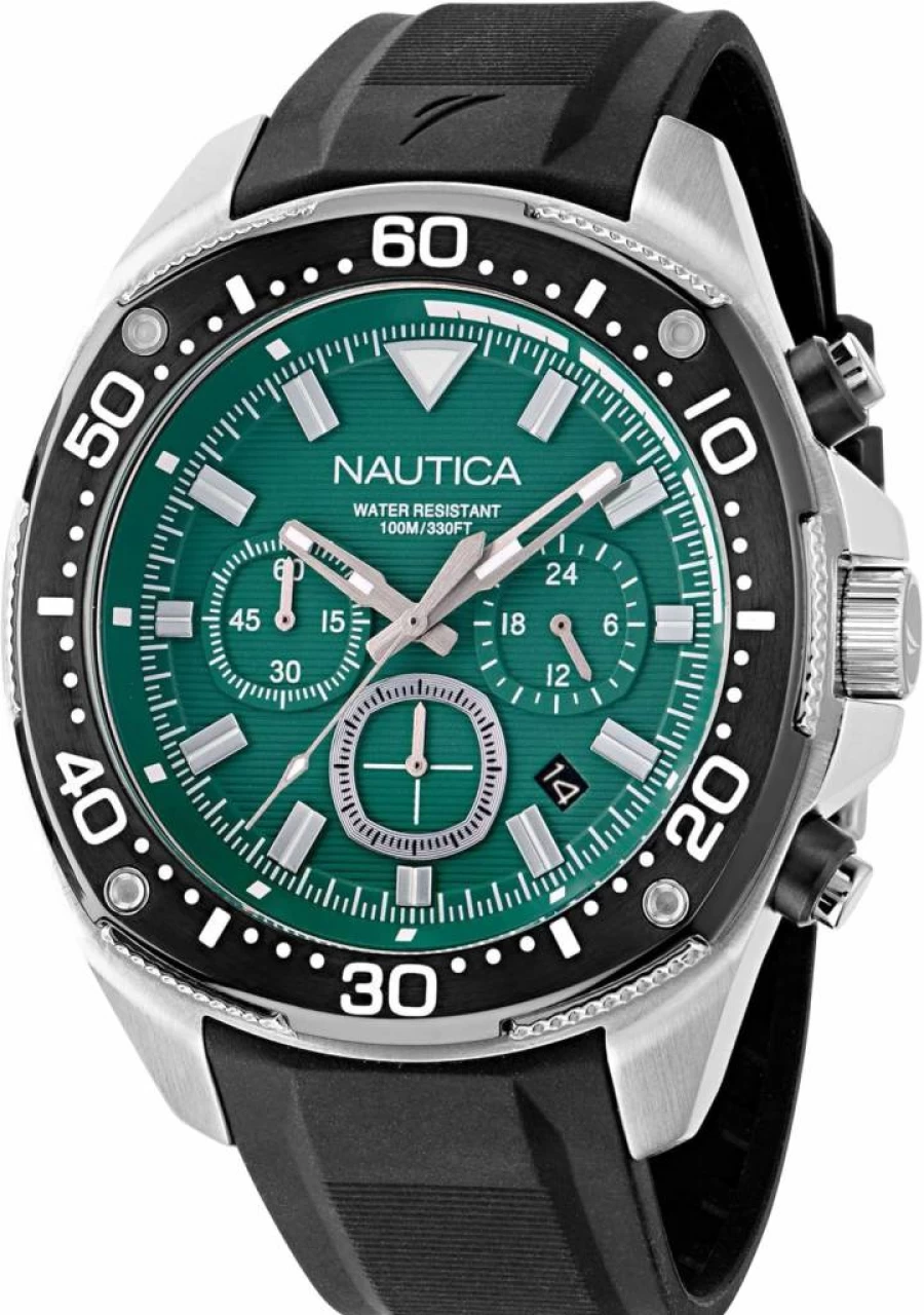 Nautica NCT Blue Sail Men's Watch with Silicone Strap - Waterproof Casual Sport Timepiece