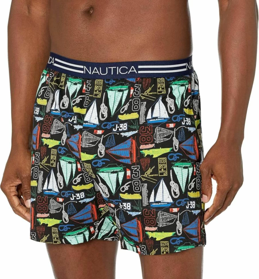Nautica Men's Classic Cotton Boxer Briefs - Soft Loose Fit Knit Underwear for Comfort