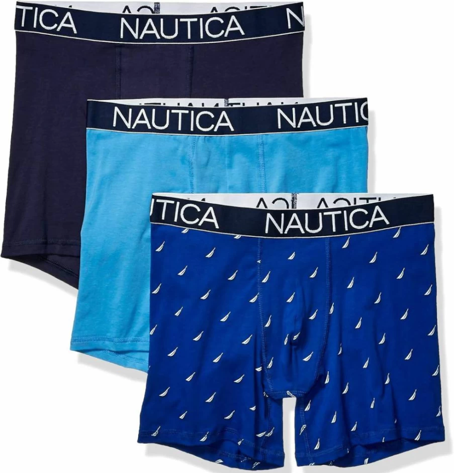 Nautica Men's 3-Pack Stretch Cotton Boxer Briefs - Soft Comfort Underwear