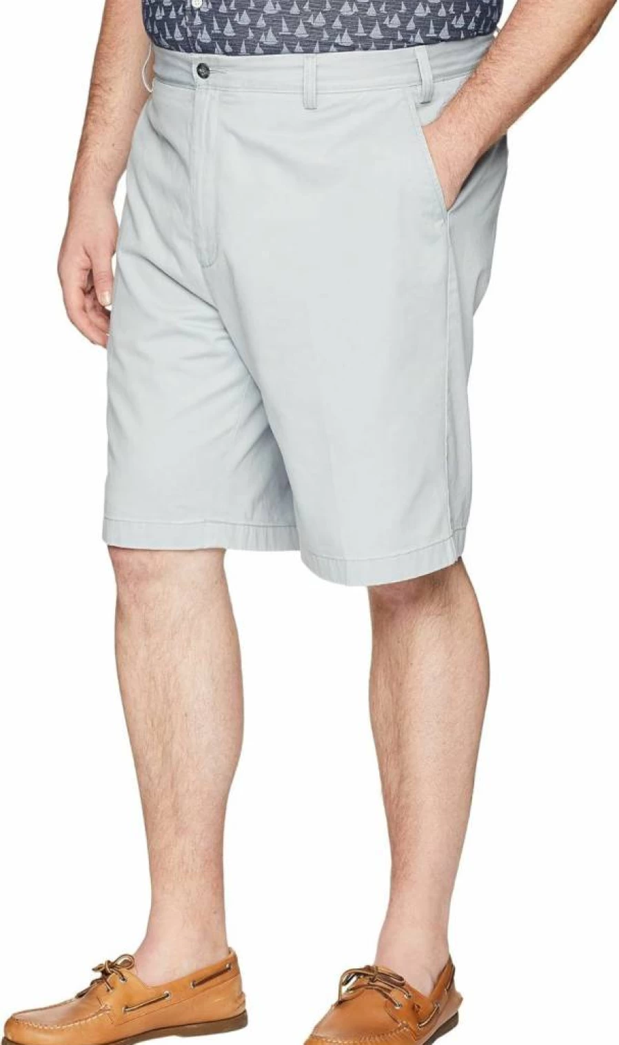 Nautica Men's Big & Tall Cotton Twill Chino Shorts Flat Front Casual Comfort Fit