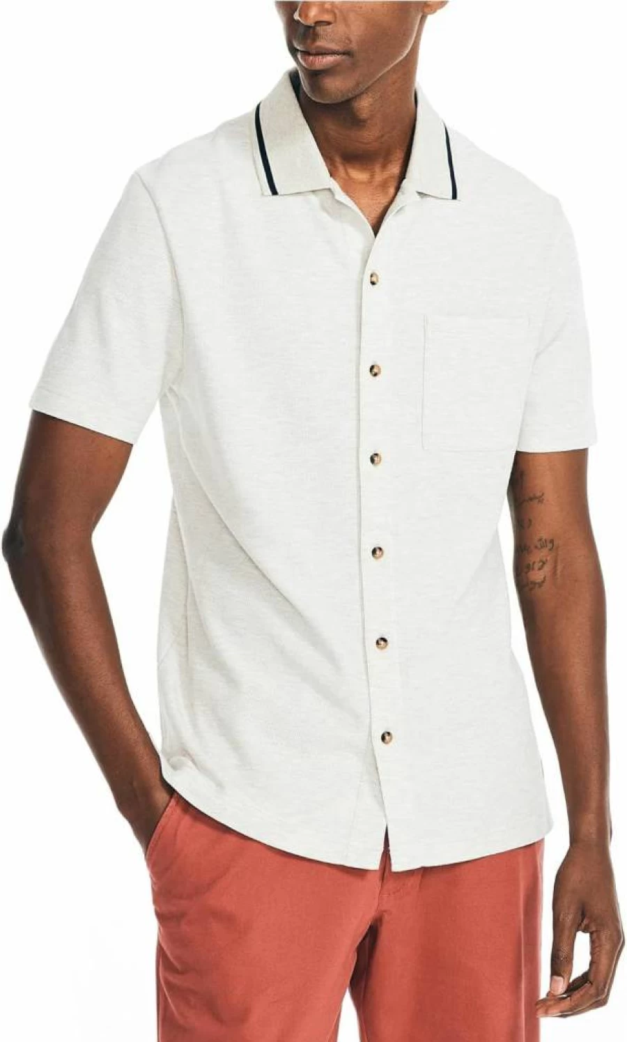 Nautica Men's Eco-Friendly Short-Sleeve Casual Shirt – Sustainable Cotton Comfort Fit
