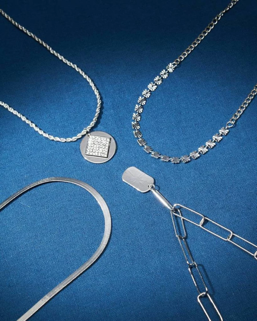 Nautica Women's 14K Gold Plated Four Layer Brass Pendant Chain Necklace - Elegant Layered White ID Design