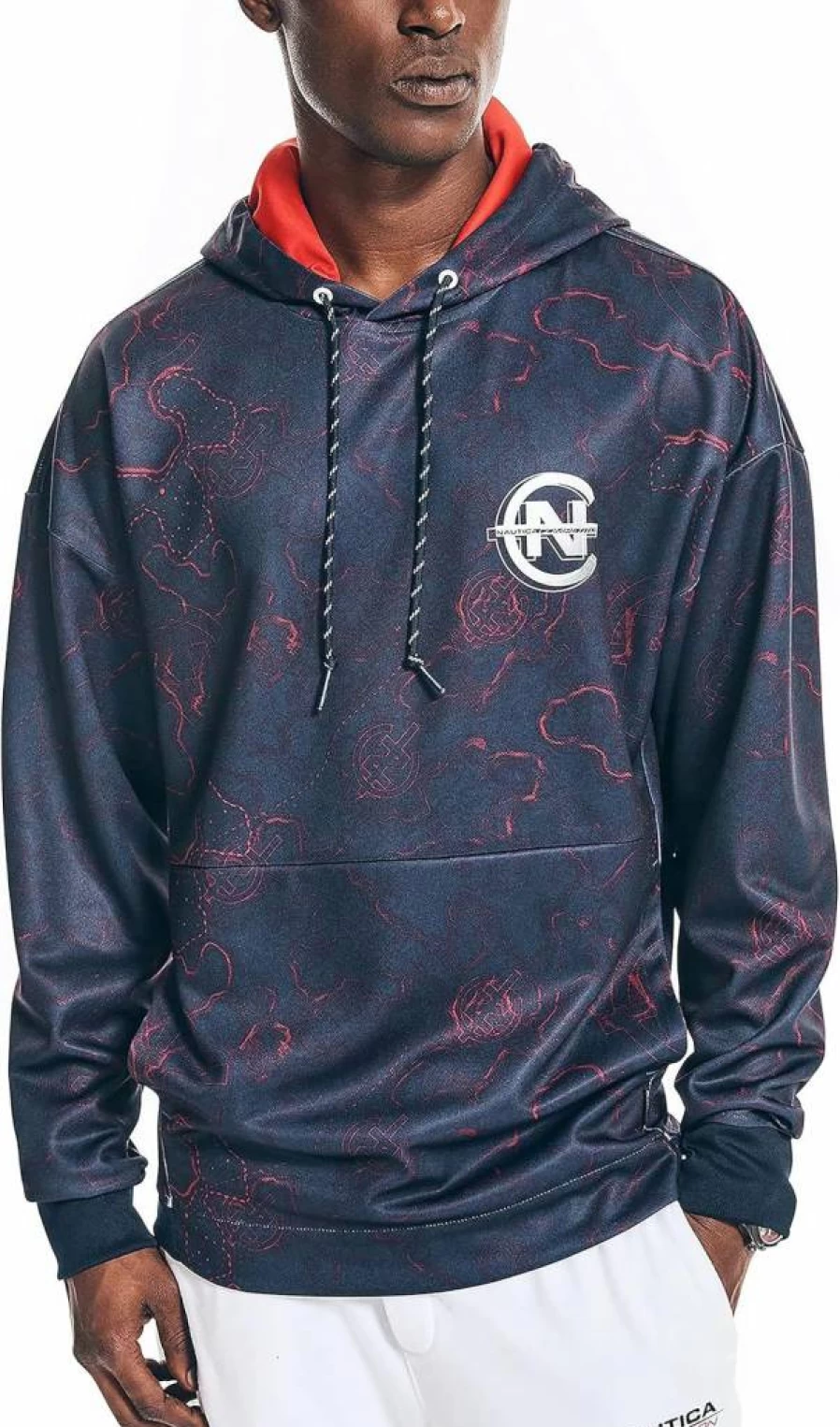 Nautica Men's Sustainable Competition Print Hoodie – Eco-Friendly Comfort & Style