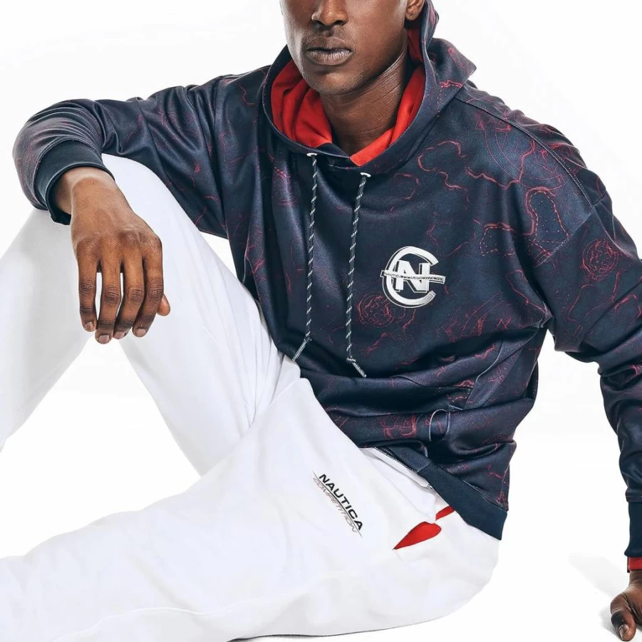 Nautica Men's Sustainable Competition Print Hoodie – Eco-Friendly Comfort & Style