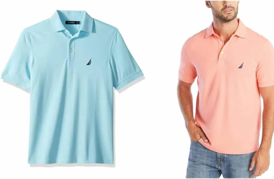 Nautica Men's Stretch Cotton Polo Shirt - Solid Color Short Sleeve Casual Top