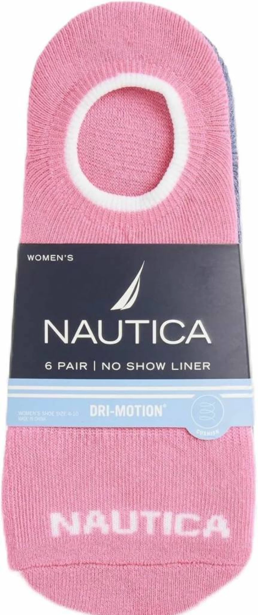 Nautica Women's No-Show Athletic Socks 6-Pack with Stretch Comfort & Non-Slip Grip for Sports & Casual Wear