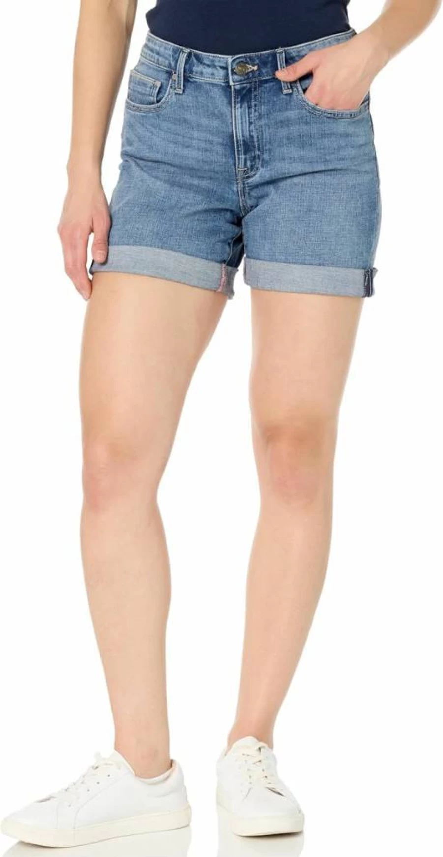 Nautica Women's Denim Shorts with Cuffed Hem for Surf and Casual Wear