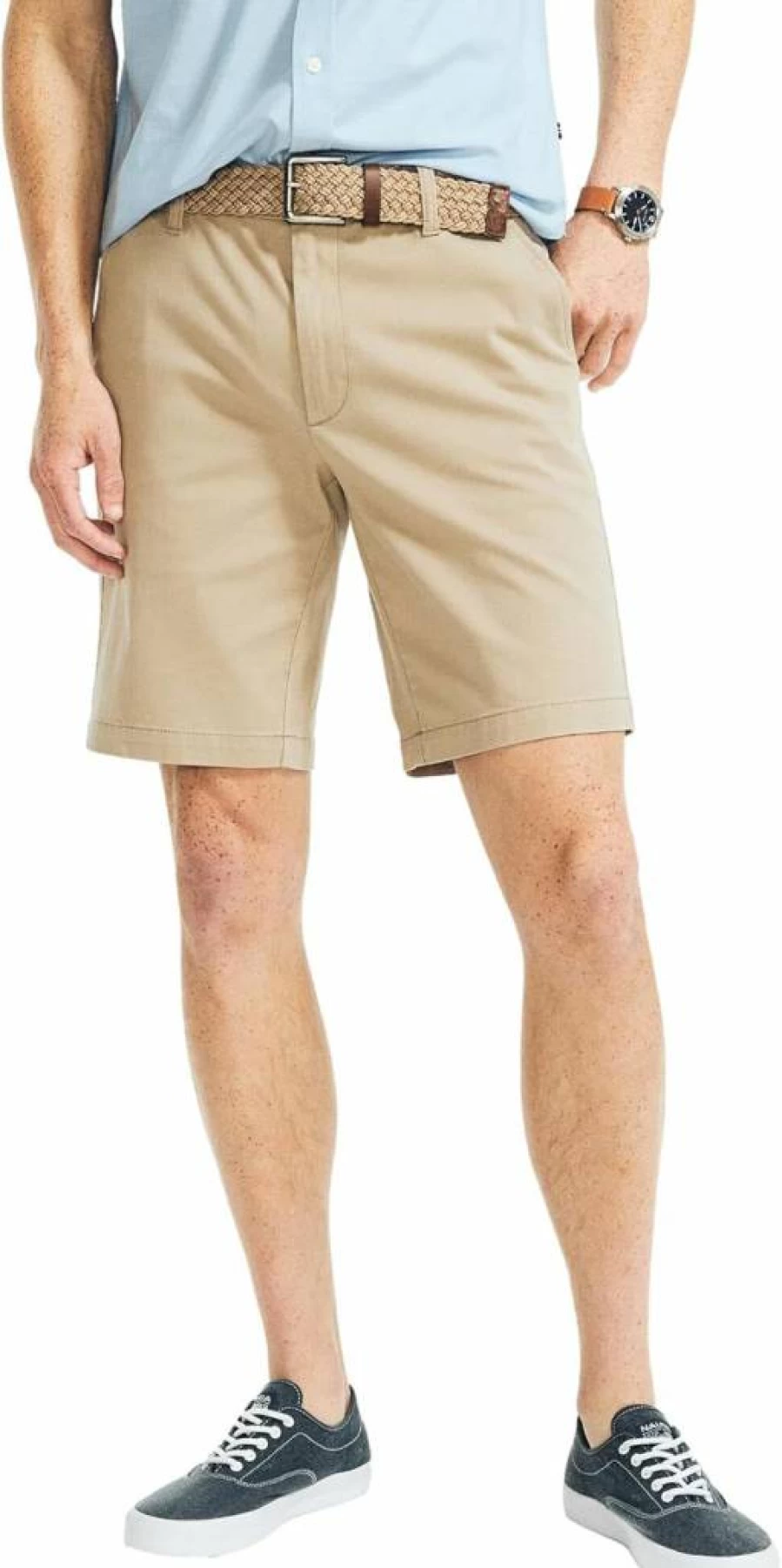 Nautica Men's Cotton Twill Chino Shorts Flat Front Casual Summer Comfort