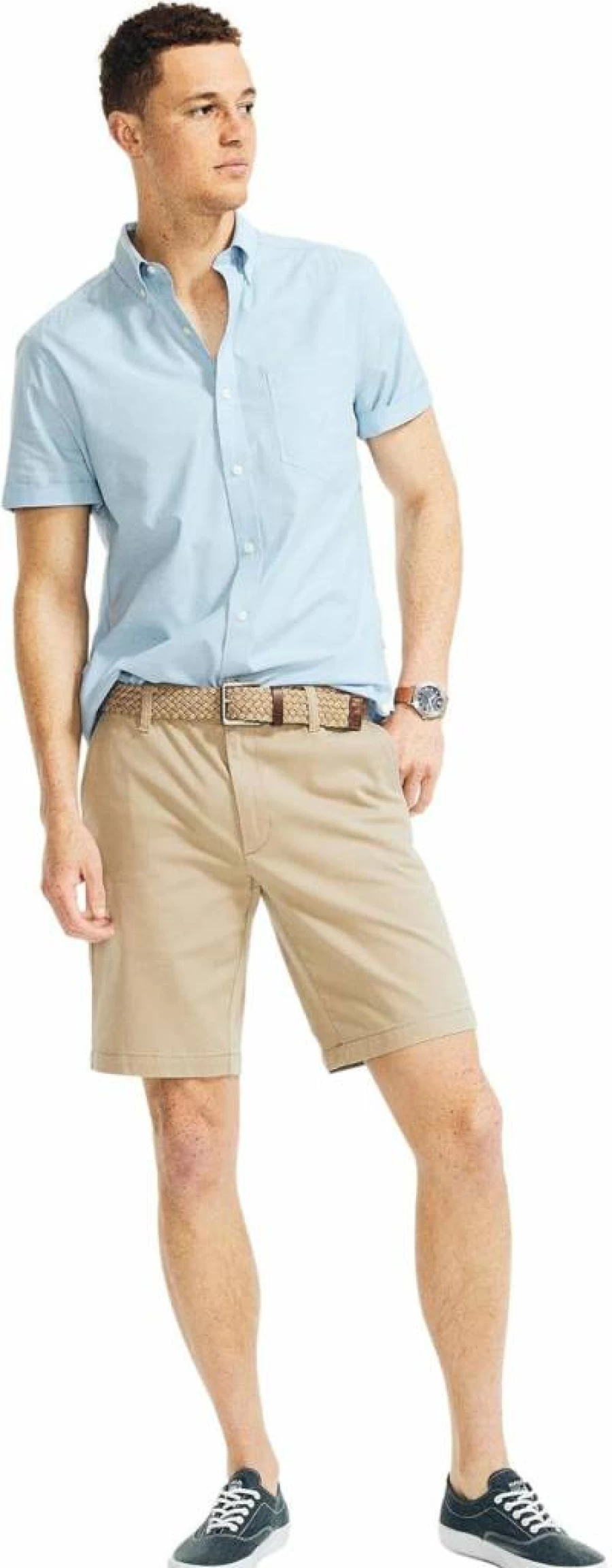 Nautica Men's Cotton Twill Chino Shorts Flat Front Casual Summer Comfort