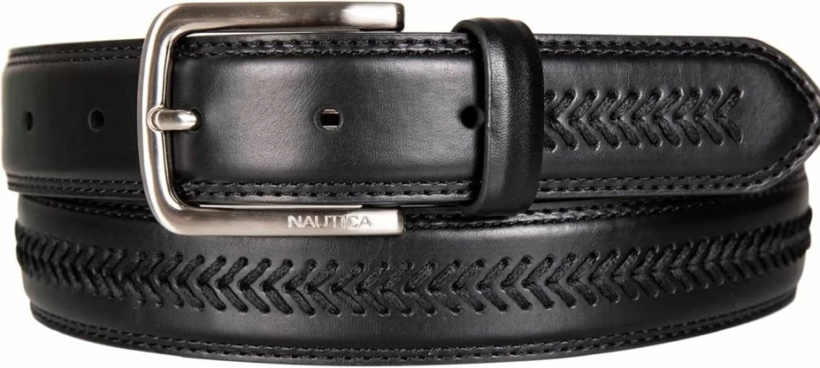 Nautica Men's Classic Adjustable Leather Dress Belt with Metal Buckle for Suits & Pants | Business Casual Fashion
