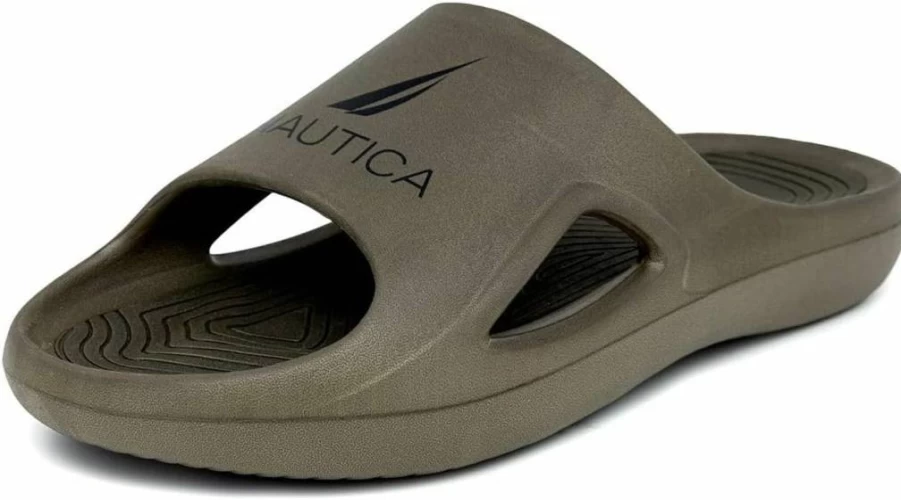 Nautica Men's Lightweight Athletic Slides - Comfortable Sport Sandals for Indoor, Outdoor & Shower Use - Durable Design for All-Day Wear