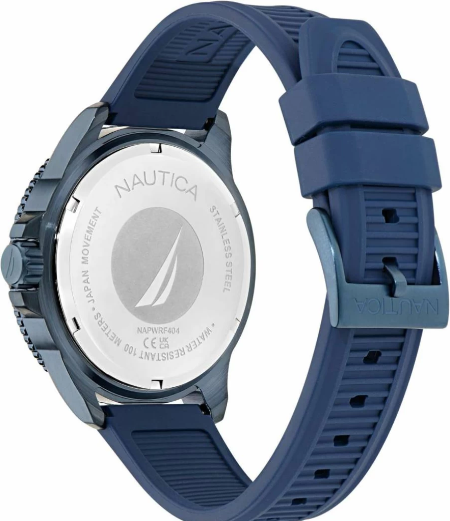 Nautica Windrose Wheat PU Leather Strap Watch Box Set - Men's Casual Chronograph Timepiece