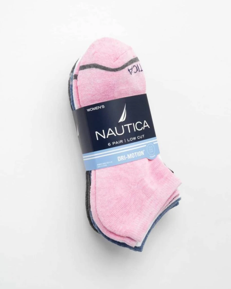 Nautica Women's Moisture-Wicking Low Cut Athletic Socks 6-Pack - Breathable Comfort Sneaker Socks for Active Lifestyle