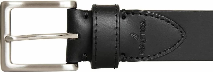 Nautica Men's Genuine Leather Belt for Casual & Dress Wear with Premium Metal Buckle