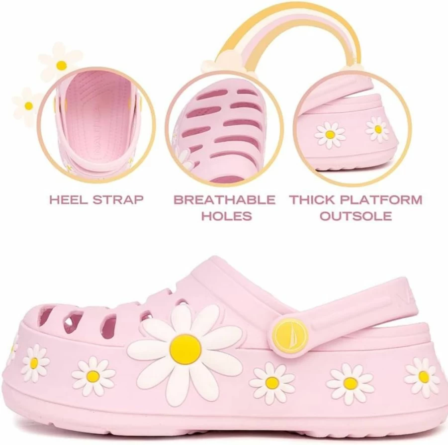Nautica Kids Girls Platform Clogs - Waterproof Sandals for Beach, Garden, Indoor & Outdoor Slip-On Slides