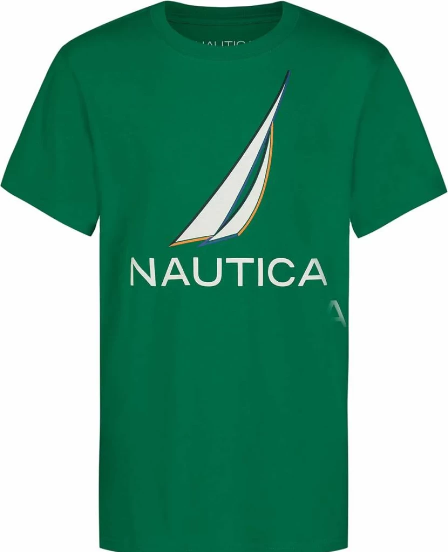 Nautica Boys' Soft Short Sleeve Graphic T-Shirt - Comfortable Relaxed Fit Crew Neck Tee for Kids