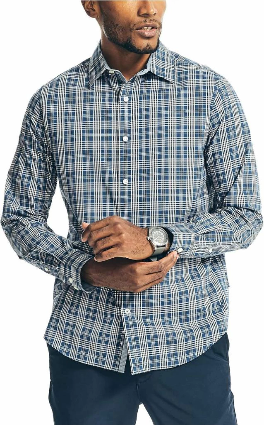 Nautica Men's Navtech Plaid Flannel Shirt - Classic Fit Casual Button Down for Men