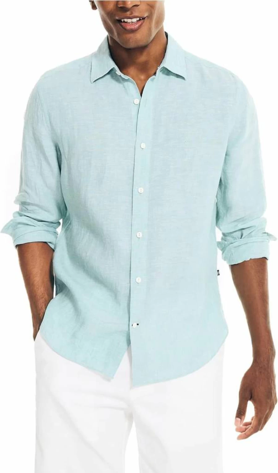 Nautica Men's Premium Linen Shirt – Classic Fit, Breathable Summer Casual Wear