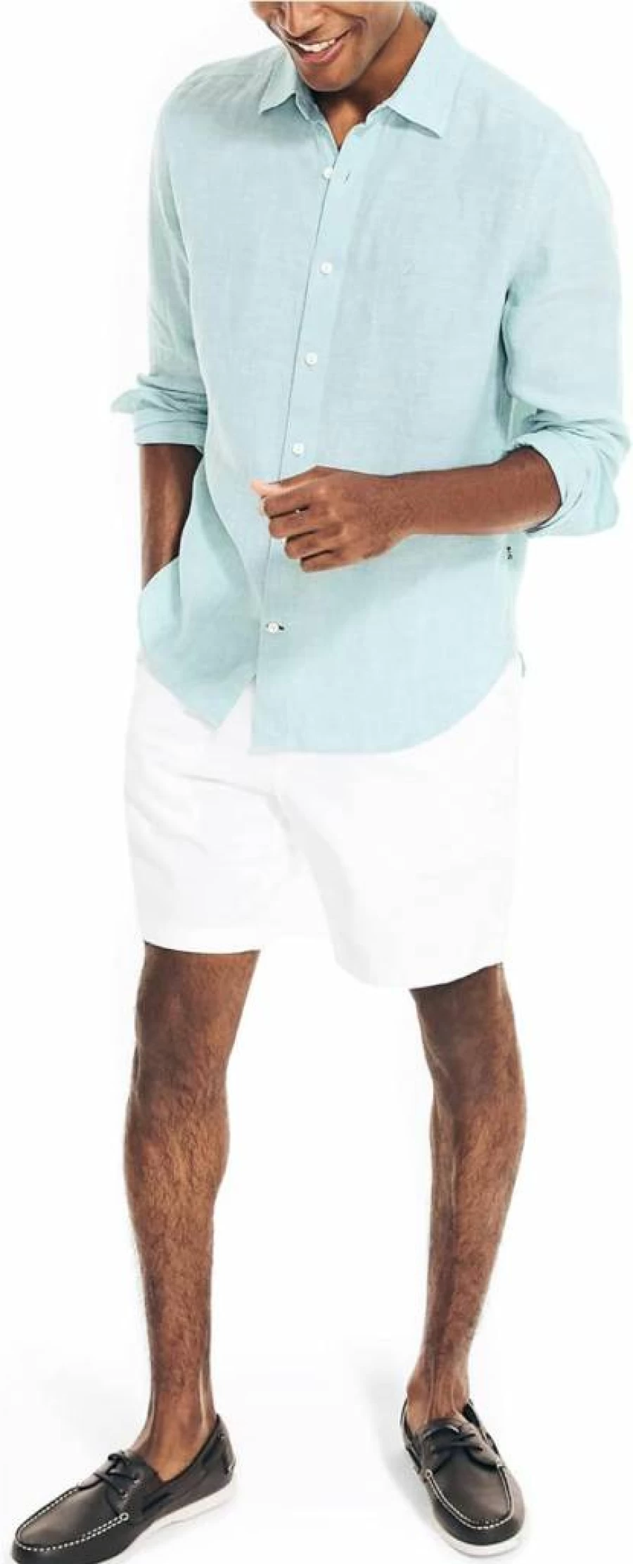 Nautica Men's Premium Linen Shirt – Classic Fit, Breathable Summer Casual Wear