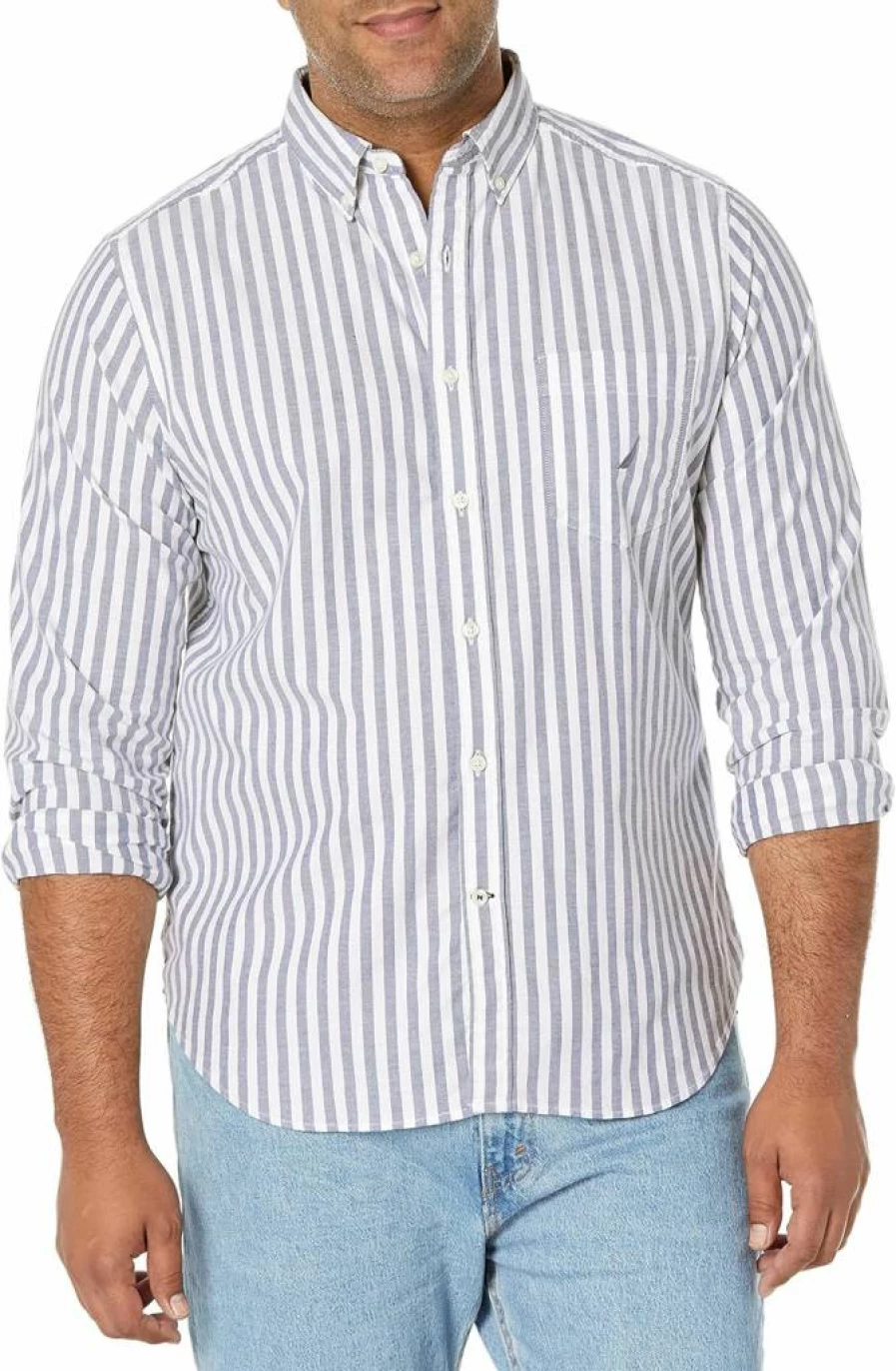 Nautica Men's Classic Fit Stretch Solid Long Sleeve Button-Down Dress Shirt for Business Casual Wear