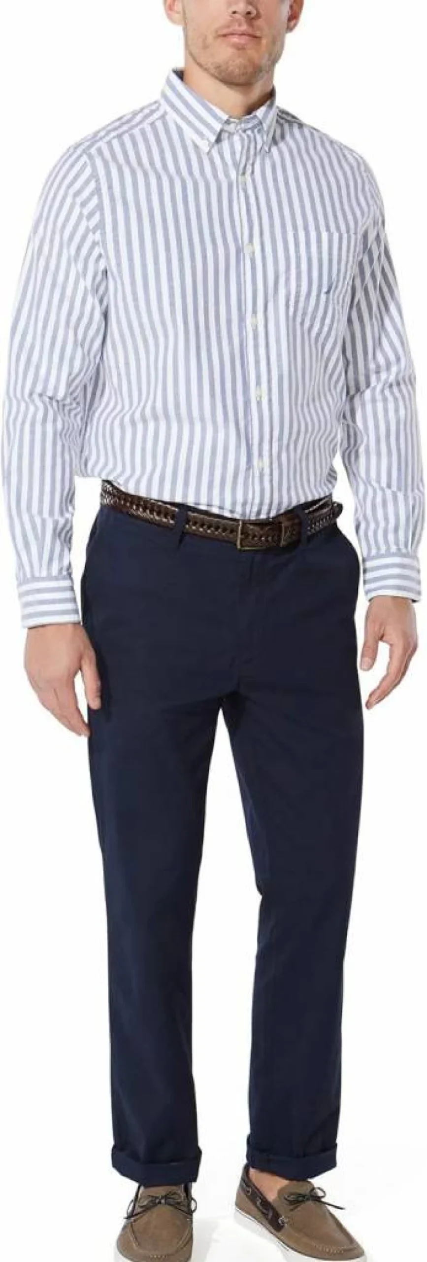 Nautica Men's Classic Fit Stretch Solid Long Sleeve Button-Down Dress Shirt for Business Casual Wear