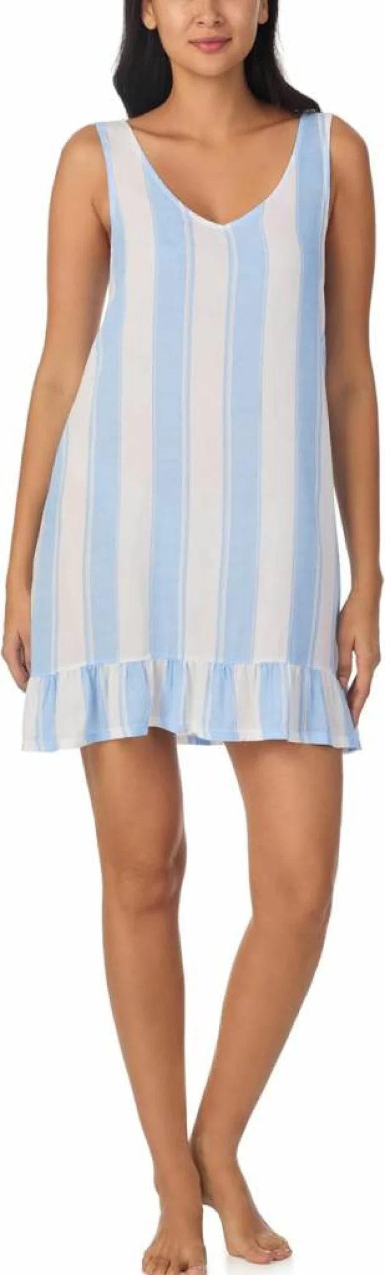 Nautica Women's Lightweight Rayon Sleeveless Sleep Dress with Ruffle Hem - Summer Nightgown for Lounge and Sleepwear