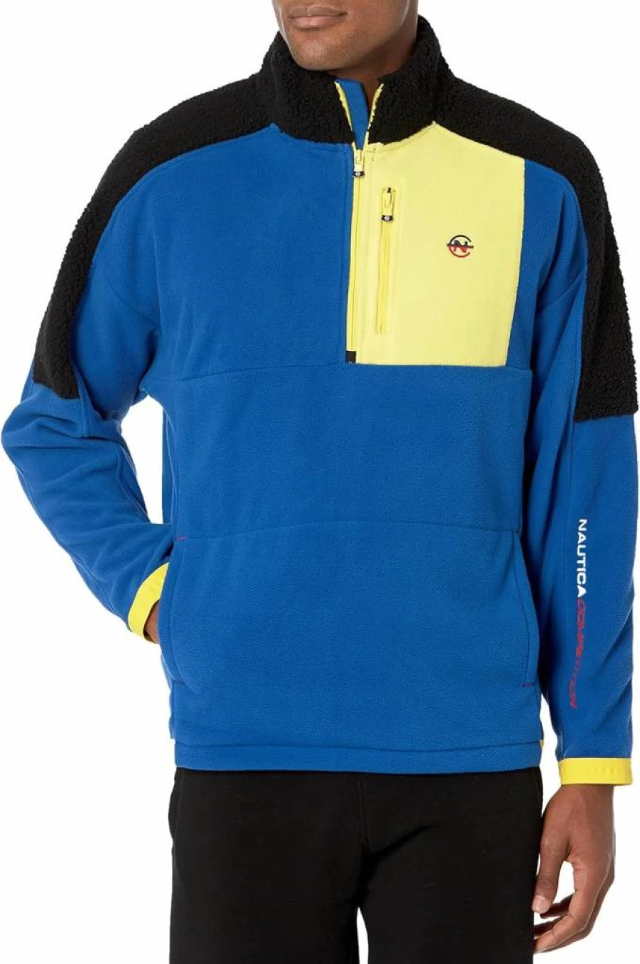 Nautica Men's Sustainable Quarter-Zip Pullover - Eco-Friendly Mixed-Media Sweatshirt for Competition & Casual Wear