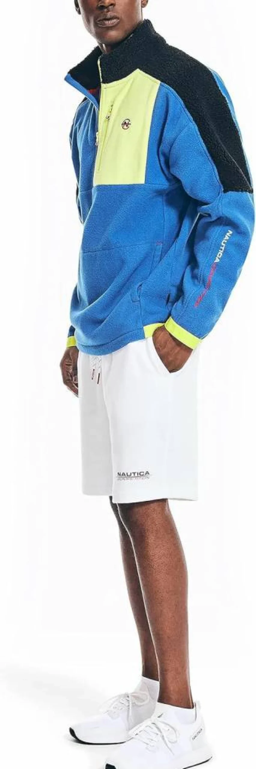 Nautica Men's Sustainable Quarter-Zip Pullover - Eco-Friendly Mixed-Media Sweatshirt for Competition & Casual Wear