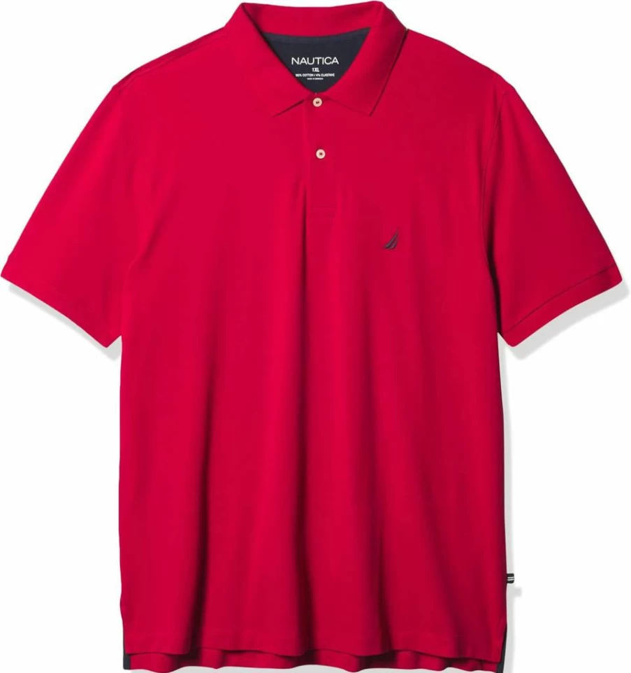 Nautica Men's Big & Tall Stretch Polo Shirt - Comfortable Pique Fabric for Casual Wear