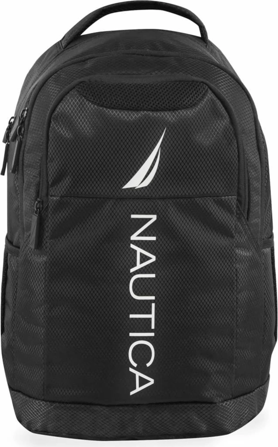 Nautica 18 Inch Black and Red Laptop Backpack for Men and Women, Durable Travel Backpack with USB Charging Port, Water Resistant College School Bookbag