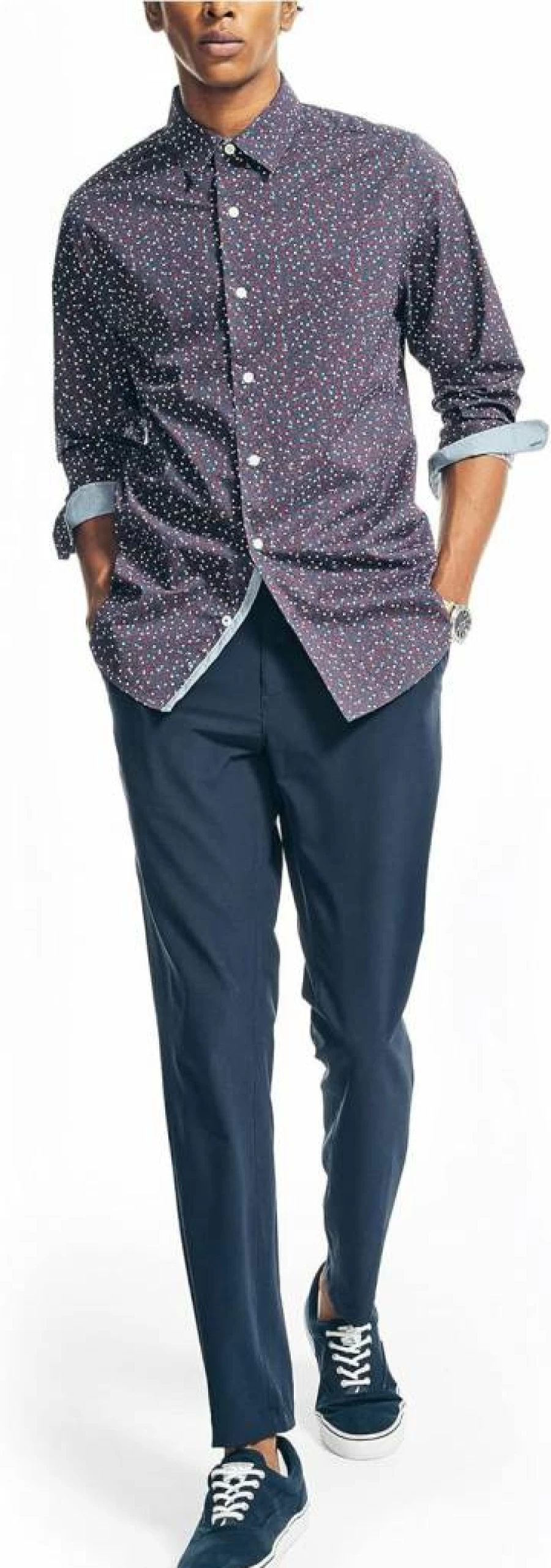 Nautica Men's NavTech Printed Short Sleeve Casual Shirt – Stylish Comfort Wear