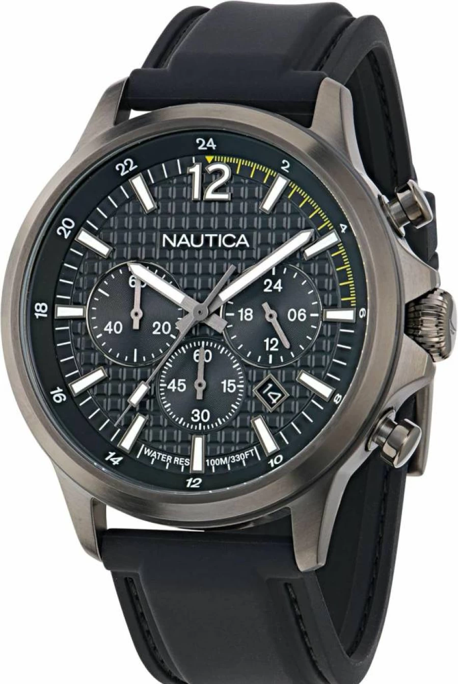 Nautica NCT Blue Ocean Men's Silicone Strap Watch - Waterproof Casual Sport Wristwatch