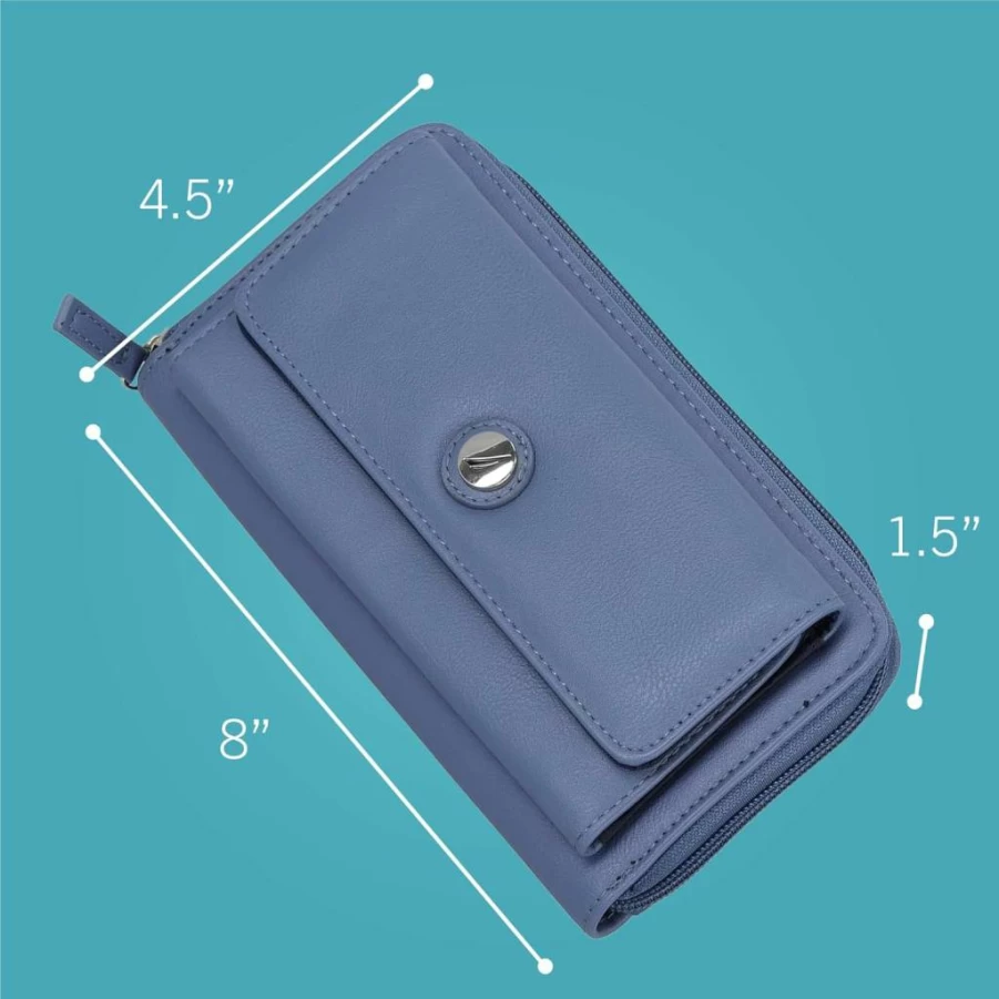 Nautica Women's Vegan Leather RFID Wallet – Large Zip-Around Clutch with Phone Case & Multi-Card Organizer, Earth Tone Fashion Accessory