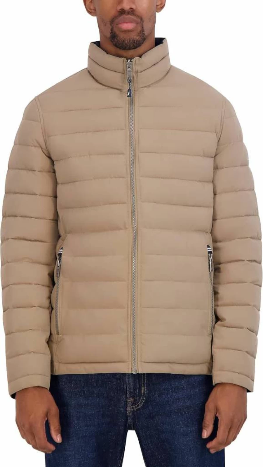 Nautica Men's Reversible Puffer Jacket - Windproof, Water-Resistant, Midweight Stretchable Winter Coat