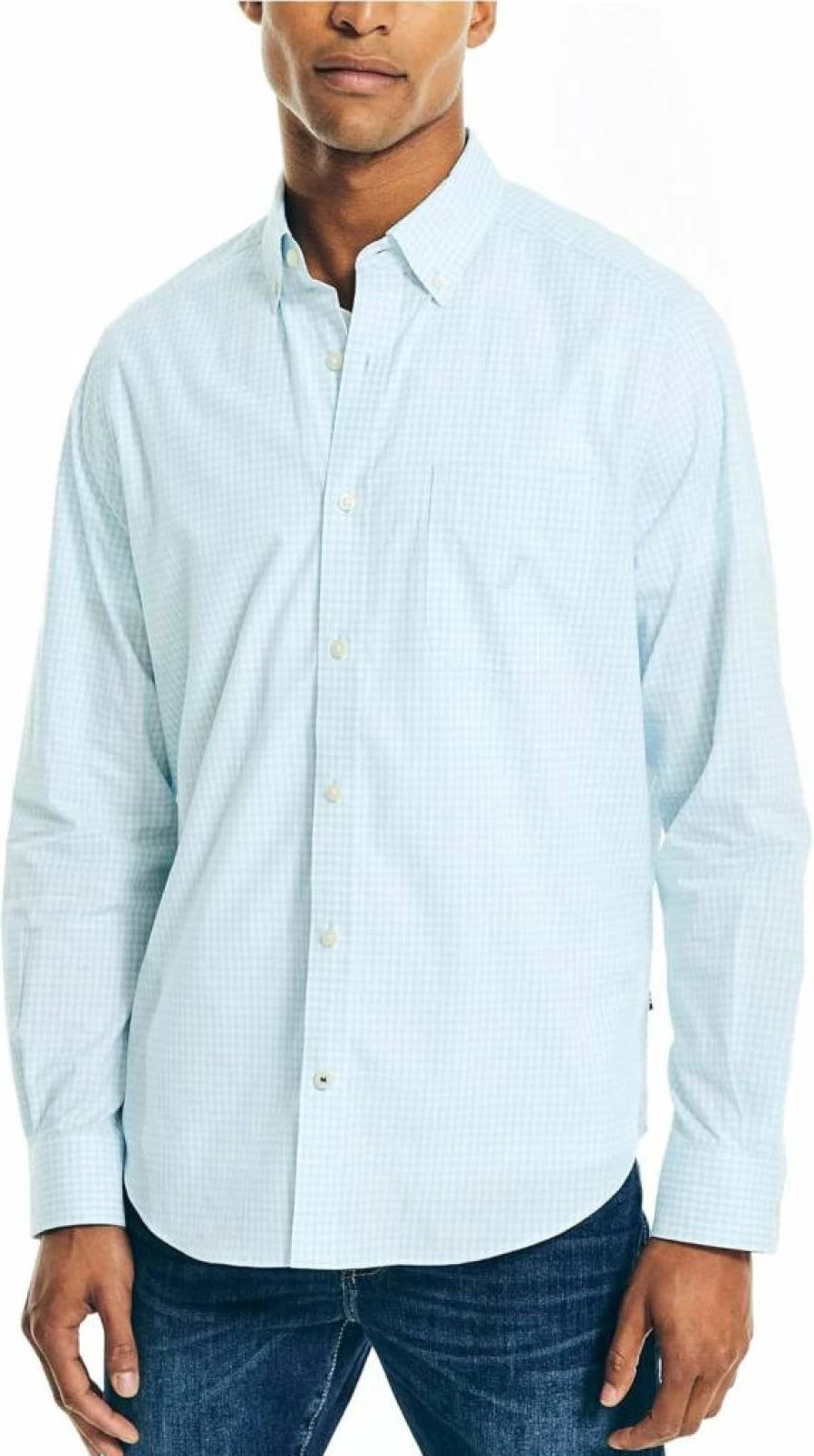 Nautica Men's Classic Fit Gingham Button-Down Shirt for Casual Wear