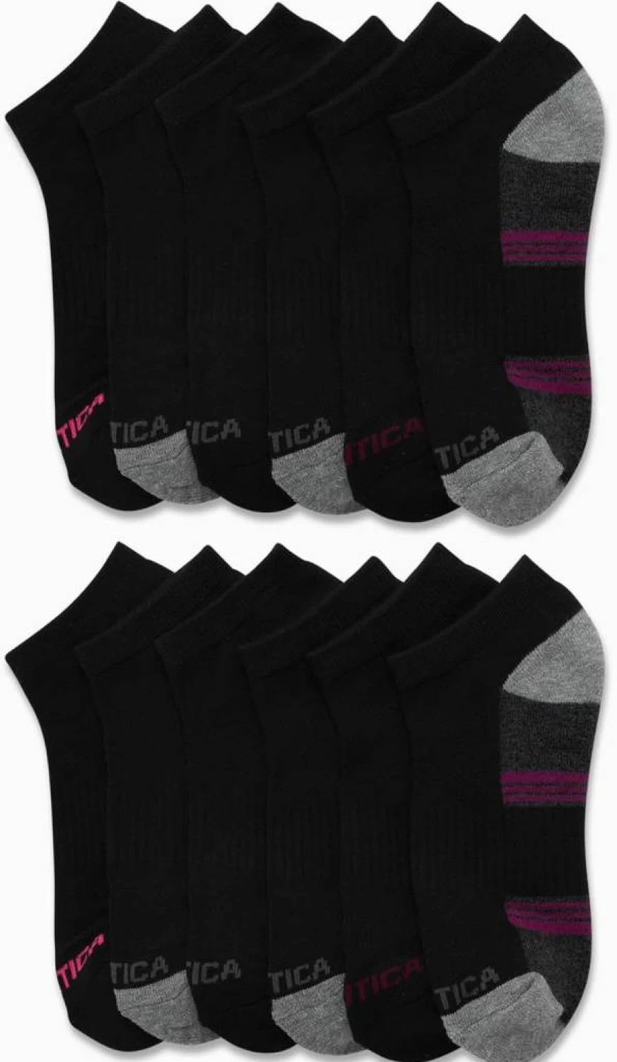 Nautica Women's Low Cut Athletic Socks - 12 Pack Cushioned Comfort for Sports & Daily Wear