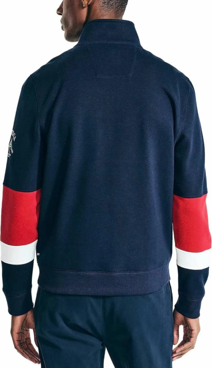 Nautica Men's Sustainable Colorblock Quarter-Zip Sweatshirt – Eco-Friendly Casual Pullover