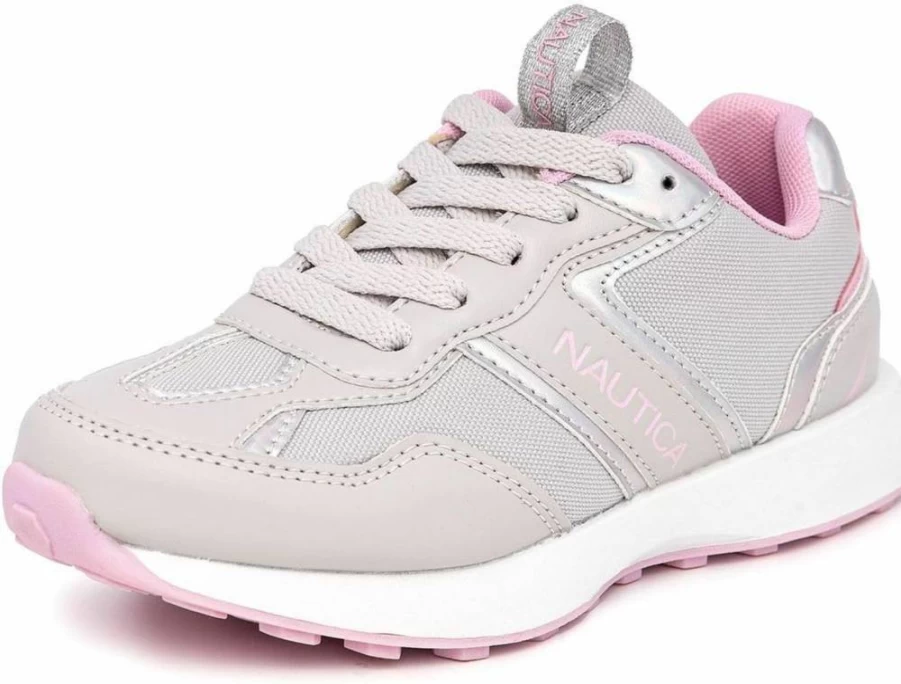 Nautica Girls' Lace-Up Sneakers - Comfortable Tennis Shoes for Toddlers, Little Kids & Big Kids (Platform/Regular) - Casual Kids Footwear