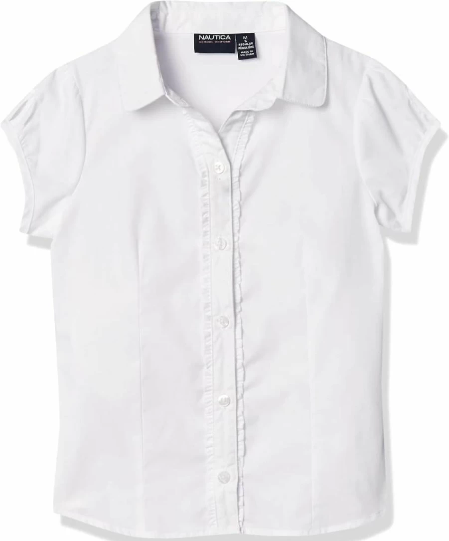 Nautica Girls' Short Sleeve Blouse | Classic Casual Top for Girls | Nautica Kids Fashion